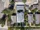 Overhead aerial perspective of modern designed house featuring a gray roof at 1543 Glencoe St, Denver, CO 80220