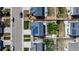 Overhead view showcasing a neighborhood home with solar panels and a well-maintained backyard at 5659 Viewpoint Ave, Firestone, CO 80504
