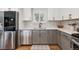Well-equipped kitchen featuring modern stainless steel appliances, white cabinets, and tile backsplash at 8242 E Briarwood Pl, Centennial, CO 80112