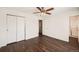 Bedroom with double door closet and hardwood floors at 137 S Bedford Ave, Castle Rock, CO 80104