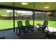 Covered patio with rocking chairs overlooking a well-maintained backyard and fence at 2262 Ammons St, Lakewood, CO 80214