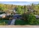Gorgeous home aerial showcasing a lush, well-manicured lawn,solar panels and mature trees at 2235 Edgewood Dr, Boulder, CO 80304