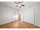 Bedroom with hardwood floors, ceiling fan, closet and plenty of open space at 2235 Edgewood Dr, Boulder, CO 80304