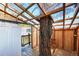 Spacious treehouse interior with a transparent roof, a tree trunk pillar, and a door leading outside at 2235 Edgewood Dr, Boulder, CO 80304