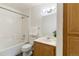 Bright bathroom with shower, vanity, and modern fixtures at 3825 Canyon Ranch Rd # 203, Highlands Ranch, CO 80126