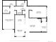 Detailed floor plan showcasing the layout of the home, including the kitchen, bedroom, and balcony at 3825 Canyon Ranch Rd # 203, Highlands Ranch, CO 80126