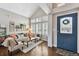 Bright living room with vaulted ceilings, large windows with shutters, and stylish decor at 19131 E Garden Pl, Centennial, CO 80015