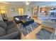 Open living room featuring hardwood floors, two sofas, and an area rug at 4614 Lyndenwood Cir, Highlands Ranch, CO 80130