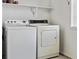 Laundry room with washer and dryer and shelving at 6415 Trailhead Rd, Highlands Ranch, CO 80130