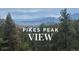 Scenic view of Pikes Peak mountains and lush greenery, highlighting the home's beautiful natural surroundings at 29266 S Sunset Trl, Conifer, CO 80433