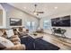 Inviting living room featuring a vaulted ceiling, wood floors, and comfortable seating at 4495 Windmill Dr, Brighton, CO 80601