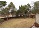 View of a private backyard featuring a lawn, mature evergreens and perimeter fence with brick accents at 8812 Blue Mountain Pl, Highlands Ranch, CO 80126