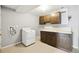 Functional laundry room featuring utility sink, counter space, and cabinets at 3089 S Quintero Way, Aurora, CO 80013