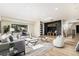 Contemporary living room is bathed in natural light with views of the backyard at 2140 Tabor Dr, Lakewood, CO 80215