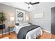 Calm bedroom featuring hardwood floors, neutral walls, and a comfortable queen-sized bed at 3080 S Eudora St, Denver, CO 80222