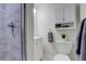 Modern bathroom featuring a glass-enclosed shower and updated fixtures at 8510 Bluegrass Cir, Parker, CO 80134