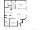 Layout of the residence shows two bathrooms, kitchen, living and dining rooms, foyer, and a bedroom at 5255 Memphis St # 317, Denver, CO 80239