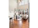 Comfortable living room with a fireplace, high ceilings, and plenty of natural light at 10003 Atlanta St, Parker, CO 80134
