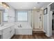 Elegant bathroom featuring tub, shower and stylish decor at 10103 Knoll Cir, Highlands Ranch, CO 80130