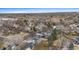 An aerial view showcases the home and the surrounding neighborhood at 12550 Maria Cir, Broomfield, CO 80020