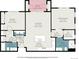 Detailed floorplan showcasing the layout of the kitchen, living room, bedrooms, bathrooms, and balcony dimensions at 15274 W 64Th Ln # 206, Arvada, CO 80007