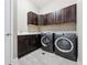 Laundry room with washer, dryer and cabinets at 48 Newport St, Denver, CO 80230