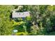 Aerial view of property showcasing lush landscaping, mature trees, and private setting at 1315 Tipperary St, Boulder, CO 80303