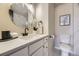 Well-appointed bathroom featuring modern fixtures, a sleek mirror, and an elegant toilet at 624 S Depew St # C, Lakewood, CO 80226