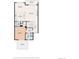 Floor plan featuring an open-concept kitchen, living, and dining area with a bedroom, laundry, and balcony at 6813 W Yale Ave, Lakewood, CO 80227