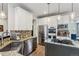 Bright, updated kitchen with stainless steel appliances, granite countertops, and a mosaic tile backsplash at 6338 Spotted Fawn Run, Littleton, CO 80125