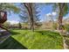 Expansive backyard featuring lush lawn and mature trees offers plenty of space for outdoor activities and relaxation at 6336 S Newland Ct, Littleton, CO 80123