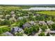 Gorgeous aerial view of a neighborhood showcasing lush greenery, beautiful homes, and a stunning lake backdrop at 5755 W Berry Ave, Denver, CO 80123