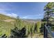 Scenic view from balcony showcasing rolling hills, lush trees and breathtaking mountains at 180 Outpost Ln, Evergreen, CO 80439