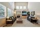 Living room with comfortable seating, fireplace, and high vaulted ceilings at 10572 Jaguar Gln, Lone Tree, CO 80124