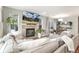 Inviting living room featuring a fireplace, hardwood floors, and a seamless connection to the dining area at 2184 Willow Ct, Denver, CO 80238