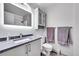 Modern bathroom with illuminated mirror, a sleek vanity, and tiled shower providing a clean aesthetic at 6368 S Harlan Way, Littleton, CO 80123