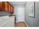 Functional laundry room with a utility sink, cabinetry, and direct outdoor access at 10103 Bluffmont Ln, Lone Tree, CO 80124