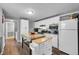 Modern kitchen featuring white cabinets and a kitchen island at 2017 Tulane St, Denver, CO 80260