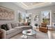 Bright and airy living room with a large sectional, modern decor, and a view of the outdoors at 1207 Wildcat Bend Ct, Castle Rock, CO 80108