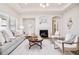 Stylish living room with a modern fireplace and neutral color palette at 19377 E Radcliff Pl, Aurora, CO 80015