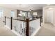 Upstairs loft area featuring a chandelier, gray accent wall and view to the downstairs foyer at 23757 Eagle Bend Ln, Parker, CO 80138
