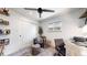 This office space has barn door access, modern fan, and a large window at 1830 S Fillmore St, Denver, CO 80210