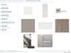 Interior selections feature wall paint, doors, carpet, tile, stair rail, and baseboard samples at 10886 E Hinsdale Cir, Centennial, CO 80112