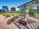 An inviting park with lush greenery, modern shade structures, and a view of the city skyline at 2501 15Th St # 3D, Denver, CO 80211