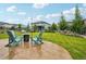 Spacious backyard featuring a stamped concrete patio with Adirondack chairs and lush green lawn at 3365 S Poppy St, Morrison, CO 80465