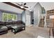 Spacious living room featuring vaulted ceilings, and stairway access at 17162 E Atlantic Pl, Aurora, CO 80013