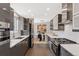 Contemporary kitchen with stainless steel appliances, ample counter space, and stylish gray cabinetry at 260 S Jasmine St, Denver, CO 80224