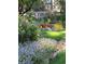 Beautifully landscaped backyard garden with stone accents and colorful flowerbeds at 4407 Delaware Dr, Larkspur, CO 80118