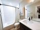 Modern bathroom featuring a vanity, shower, and updated fixtures at 15468 W 50Th Pl, Golden, CO 80403