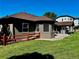 Spacious backyard featuring a covered outdoor kitchen and well-maintained lawn at 7170 Windwood Way, Parker, CO 80134